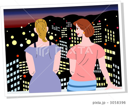 夜景をみる2人スナップ 3058396