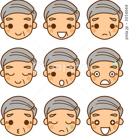 シニア男性　表情　アイコン 3058668