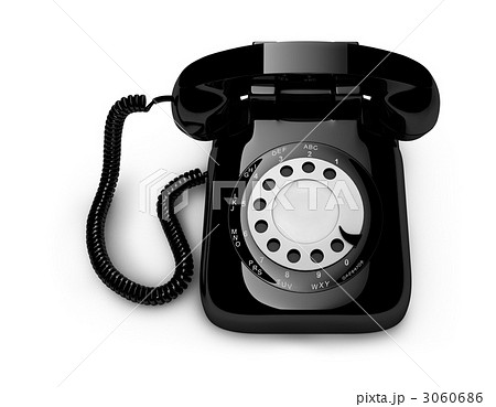 古い電話 ダイアル 黒電話のイラスト素材