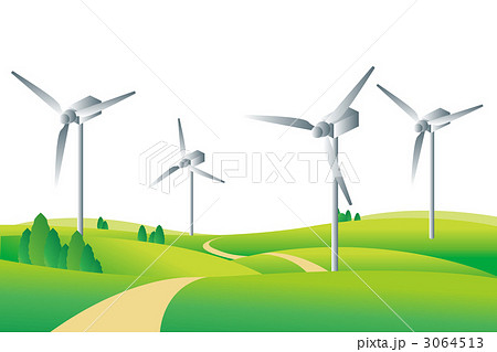 発電所 風力エネルギー 風力タービンのイラスト素材