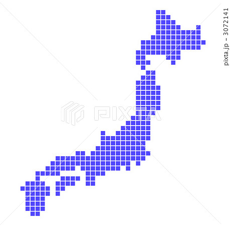 ドットで描かれた日本地図のイラスト素材