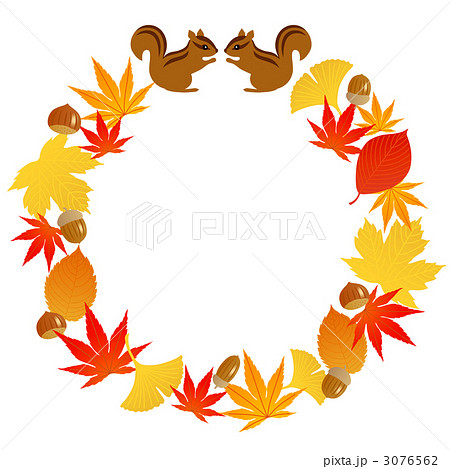 秋 紅葉 リース 装飾のイラスト素材