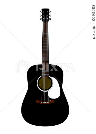 アコースティックギター 黒 のイラスト素材