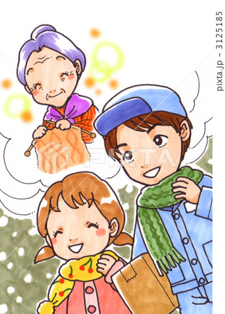 優しい シニア 感謝のイラスト素材