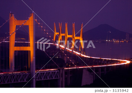 瀬戸大橋ライトアップの写真素材