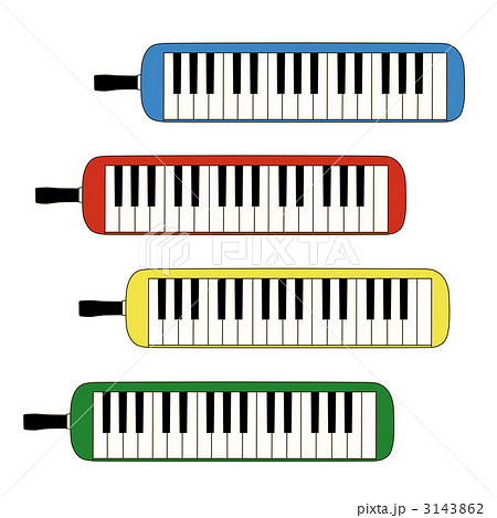 鍵盤ハーモニカ ４色のイラスト素材