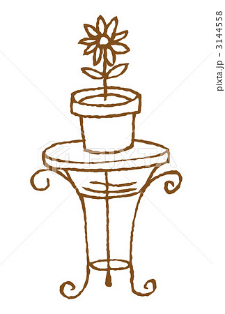 鉢花 鉢植え 観葉植物のイラスト素材
