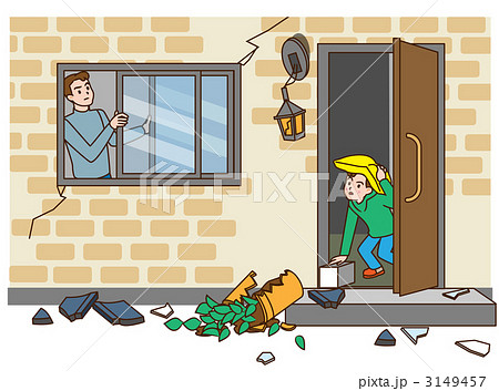 地震発生後の注意 避難路確保 のイラスト素材