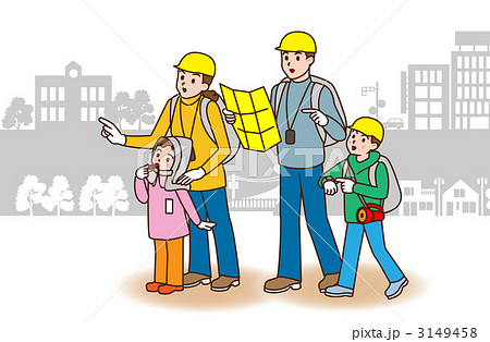 家族で避難ルート確認 3149458