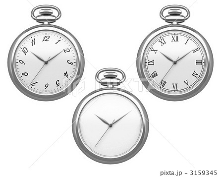 銀の懐中時計のイラスト素材