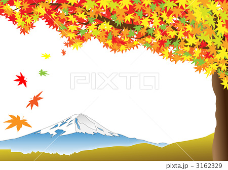 富士山と紅葉のイラスト素材