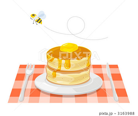 ホットケーキ ミツバチのイラスト素材