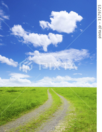 草原の道と青空 3179725