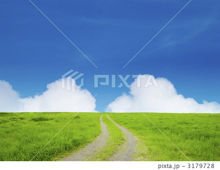 草原の道と青空 3179728