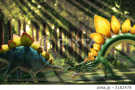 ステゴサウルスと背ビレで張り合う龍 3182476