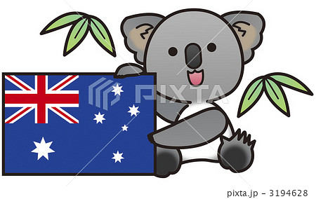 コアラとオーストラリア国旗のイラスト素材
