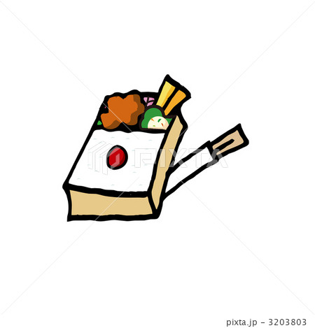 から揚げ弁当と割り箸のイラスト 3203803