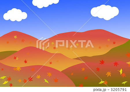秋の山の風景のイラスト素材