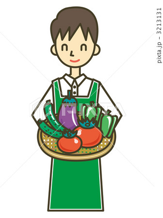 店員 無農薬 エプロンのイラスト素材