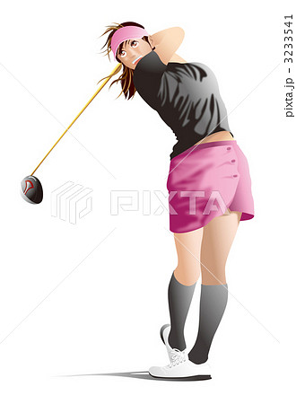 女子ゴルファーのイラスト素材