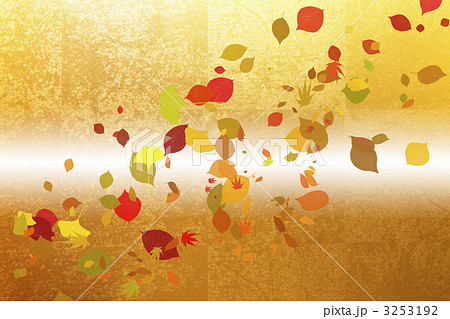 金屏風と秋の葉っぱイメージ 金屏風と秋の葉っぱイメージ 3253192