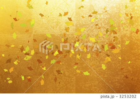 金屏風と銀杏の葉っぱイメージのイラスト素材