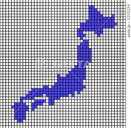 ドットで描かれた日本地図のイラスト素材