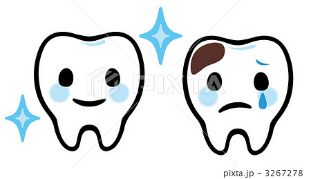 歯のキャラクター 良い歯と虫歯 のイラスト素材