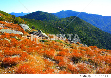 金峰山から眺めた奥秩父の山並みと草もみじ 3267741