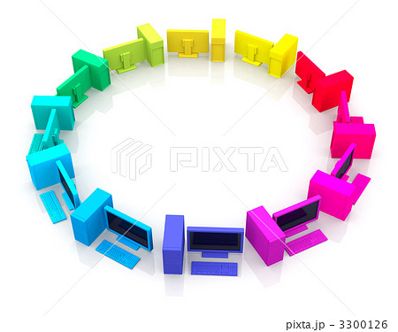 カラフルなパソコン_色相環_真上 カラフルなパソコン_色相環_真上 3300126