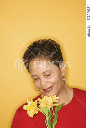 Portrait of woman with flowers. 3309884