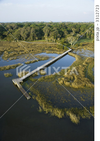 Dock over marsh. Dock over marsh. 3312723