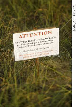 Beach stay off dunes warning sign. Beach stay off dunes warning sign. 3317548