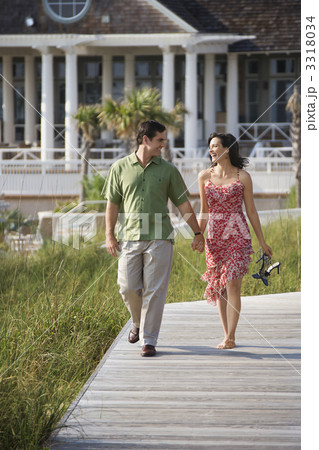 Couple walking outdoors. Couple walking outdoors. 3318034