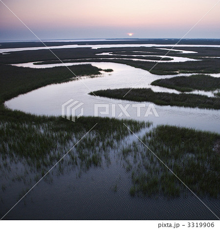 Winding water in marsh. 3319906