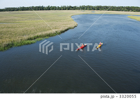 Two boys kayaking. Two boys kayaking. 3320055