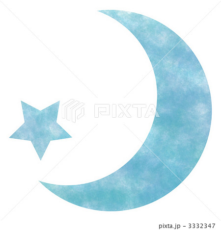 月と星 白背景 青 のイラスト素材