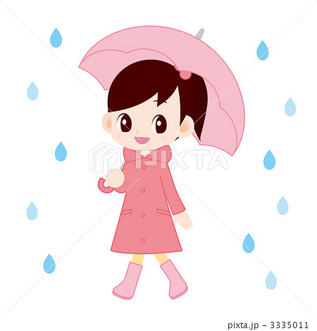 レインコートの女の子のイラスト素材