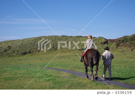 草千里 乗馬の写真素材