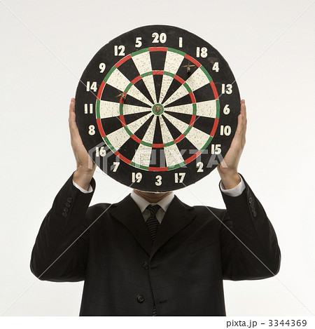 Dartboard in front of face. 3344369