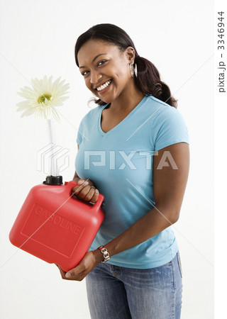 Woman with gas can. 3346944