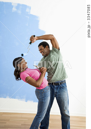 Painting couple playing around. Painting couple playing around. 3347085