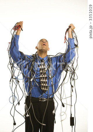 Man wrapped in cables. Man wrapped in cables. 3351019