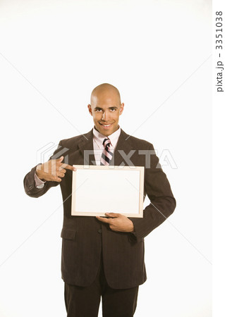 Businessman holding blank sign. 3351038