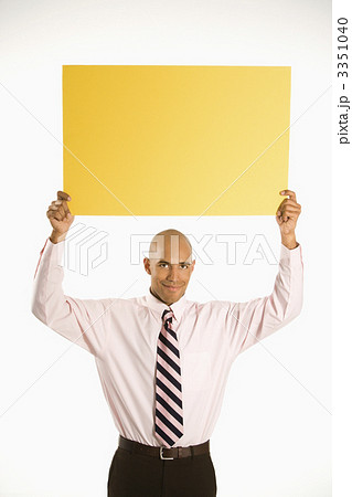 Businessman holding blank sign. 3351040