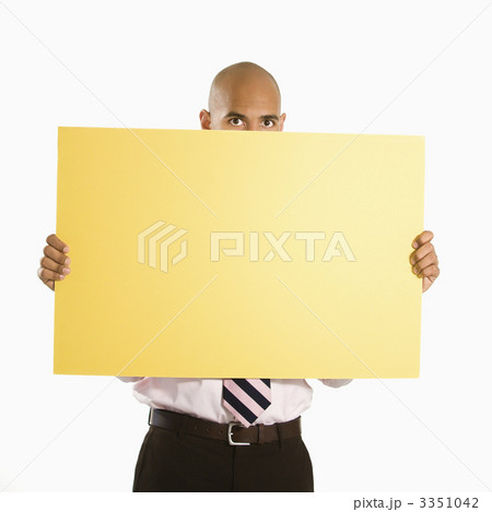 Businessman holding blank sign. 3351042