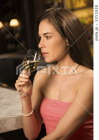 Woman drinking wine. 3351636
