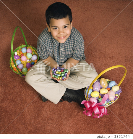 Boy with Easter baskets. 3351744