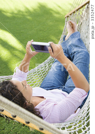 Female in hammock. Female in hammock. 3352477