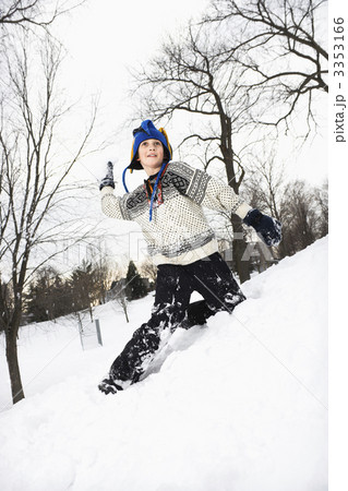 Boy throwing snow. 3353166